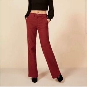 Reformation Pants Dillon Bootcut in Corduroy Red